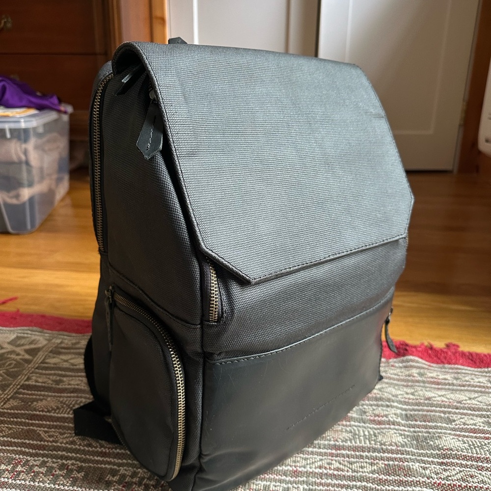 Atlas Supply Co Charcoal and Black Leather and Waxed Canvas Backpack